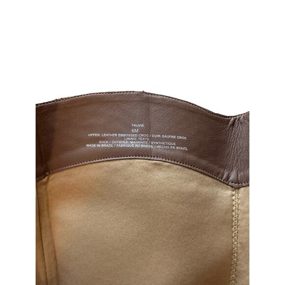 Anthro Matisse Bruna Embossed Croc Block Heel Knee High Zip Leather Boot Size 6M - Picture 10 of 11